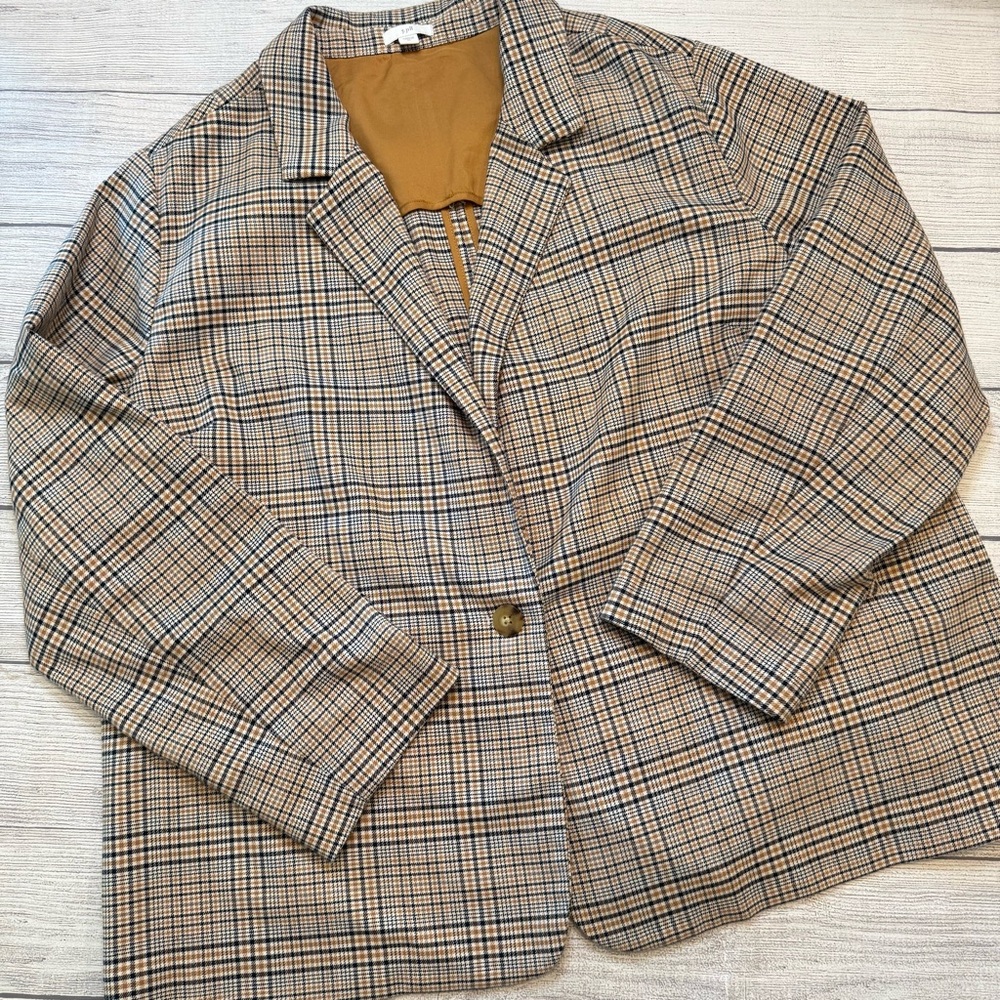 J. Jill Tan and Black Plaid Blazer